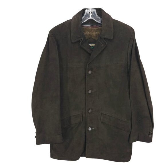 SCHOTT Vintage Dark Brown Suede Jacket Zip Out Vest Liner Size 36 - Picture 1 of 13